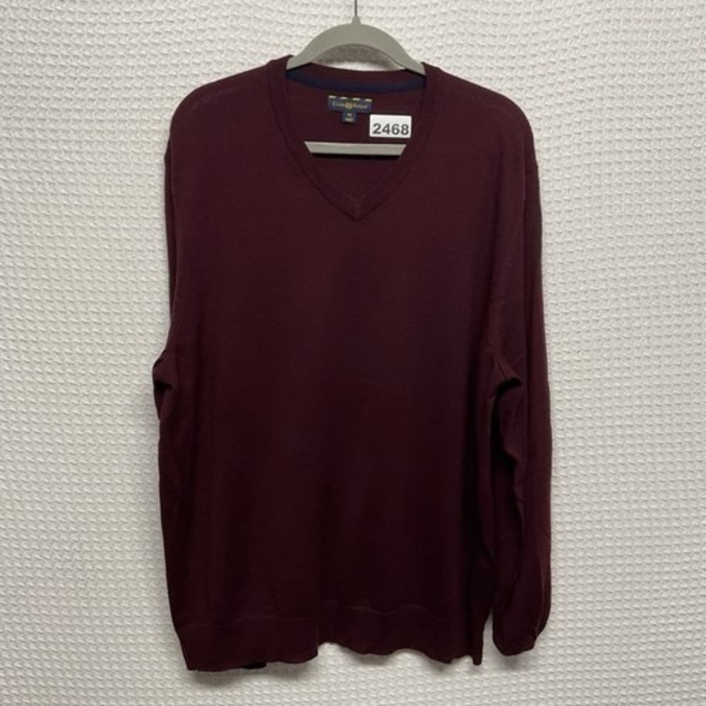 NWOT Club Room Slim Fit Burgundy Tight Knit Preppy V-Neck Sweater Men XL China